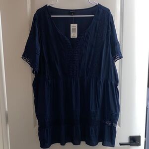 **NWT!!** Torrid Navy Blouse with Eyelet Details